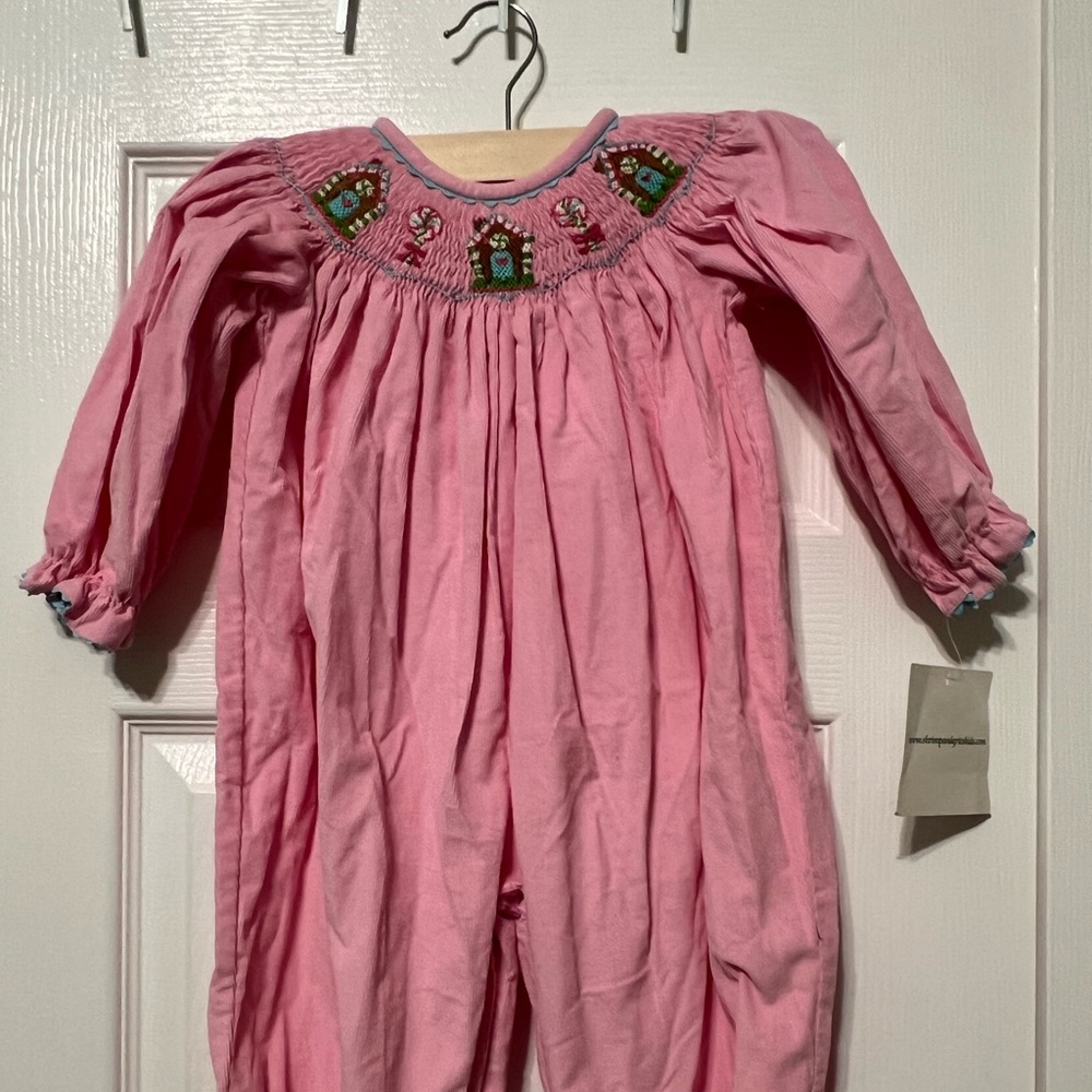Gingerbread House Smocked Onesie
